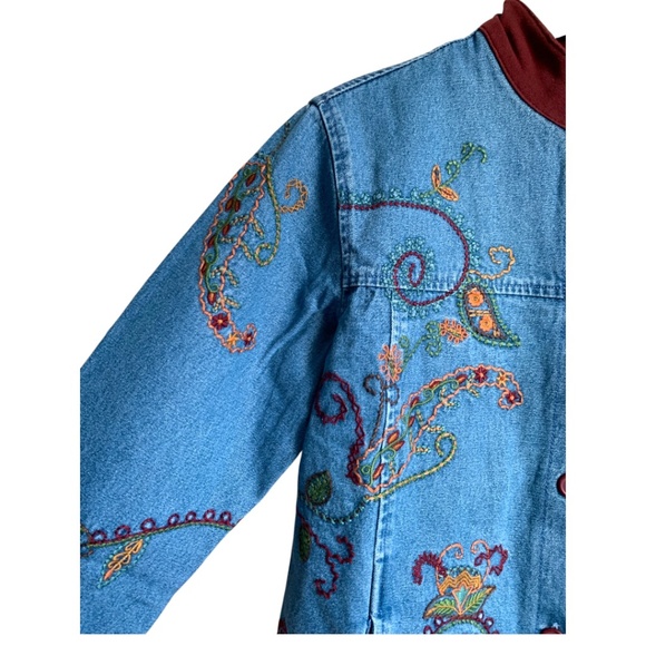 NWT Denim & Co Denim Women's Jacket with Embroidered Size XS QVC Pockets Jean - Picture 5 of 7